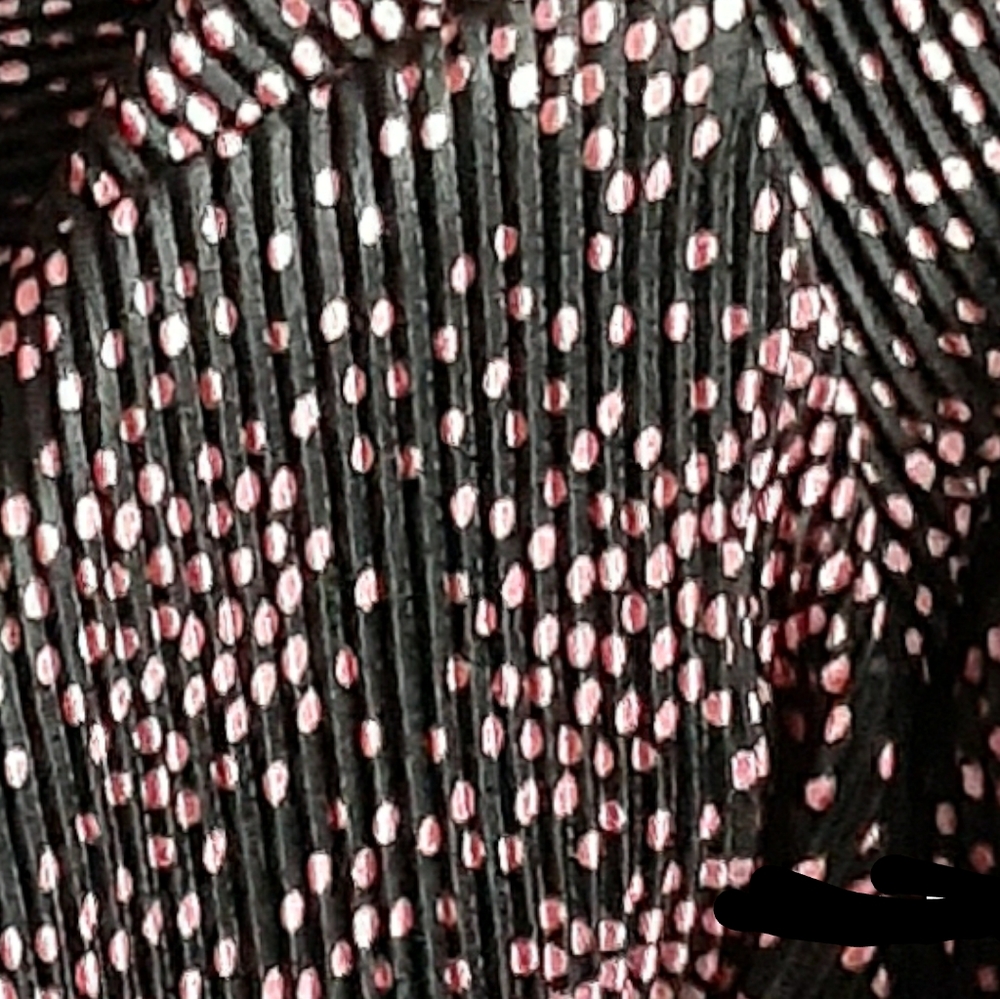 Womens vtg Sz 6 flutter slit sleeve Mock 2 pc Dress black pink white ribbed - Picture 7 of 7